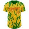 Custom Yellow Red-Grass Green Splatter Torn Sharp Brush Stroke Authentic Baseball Jersey