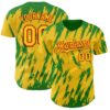 Custom Yellow Red-Grass Green Splatter Torn Sharp Brush Stroke Authentic Baseball Jersey