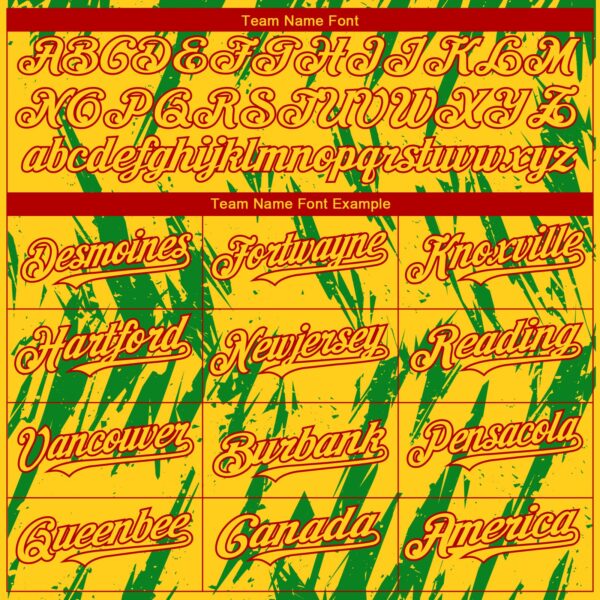 Custom Yellow Red-Grass Green Splatter Torn Sharp Brush Stroke Authentic Baseball Jersey