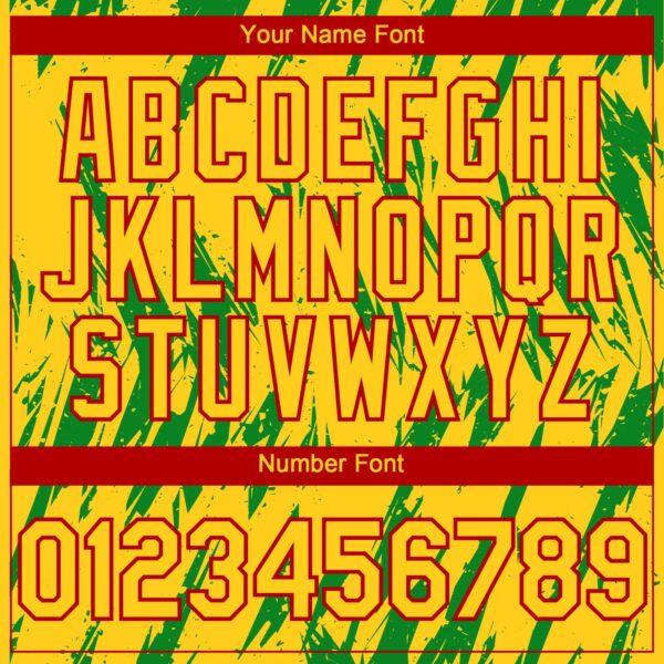 Custom Yellow Red-Grass Green Splatter Torn Sharp Brush Stroke Authentic Baseball Jersey