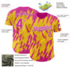Custom Yellow Deep Pink-White Splatter Torn Sharp Brush Stroke Authentic Baseball Jersey