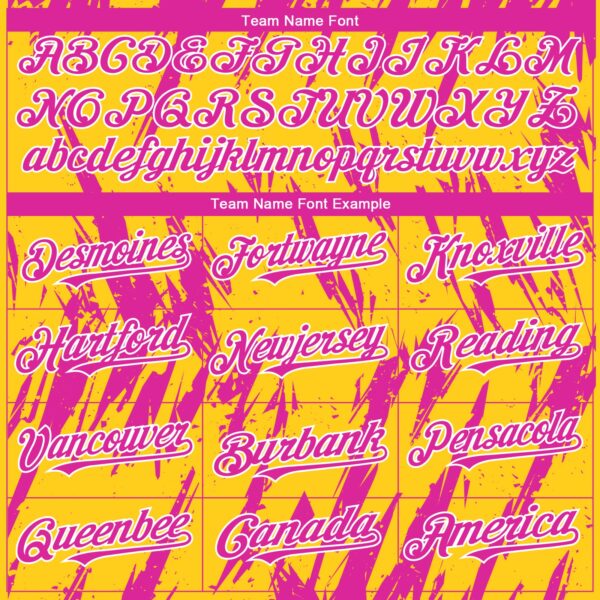 Custom Yellow Deep Pink-White Splatter Torn Sharp Brush Stroke Authentic Baseball Jersey