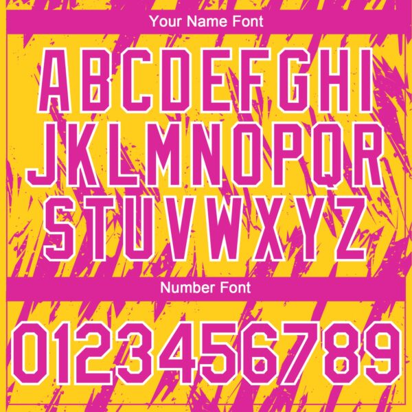 Custom Yellow Deep Pink-White Splatter Torn Sharp Brush Stroke Authentic Baseball Jersey