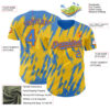 Custom Yellow Powder Blue-Orange Splatter Torn Sharp Brush Stroke Authentic Baseball Jersey