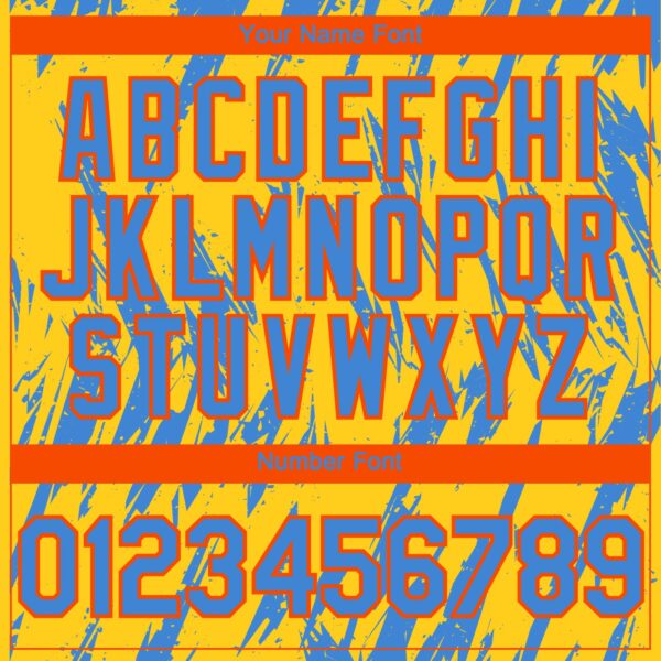 Custom Yellow Powder Blue-Orange Splatter Torn Sharp Brush Stroke Authentic Baseball Jersey