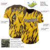 Custom Yellow Brown-White Splatter Torn Sharp Brush Stroke Authentic Baseball Jersey