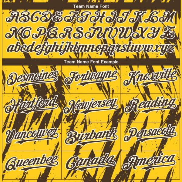 Custom Yellow Brown-White Splatter Torn Sharp Brush Stroke Authentic Baseball Jersey