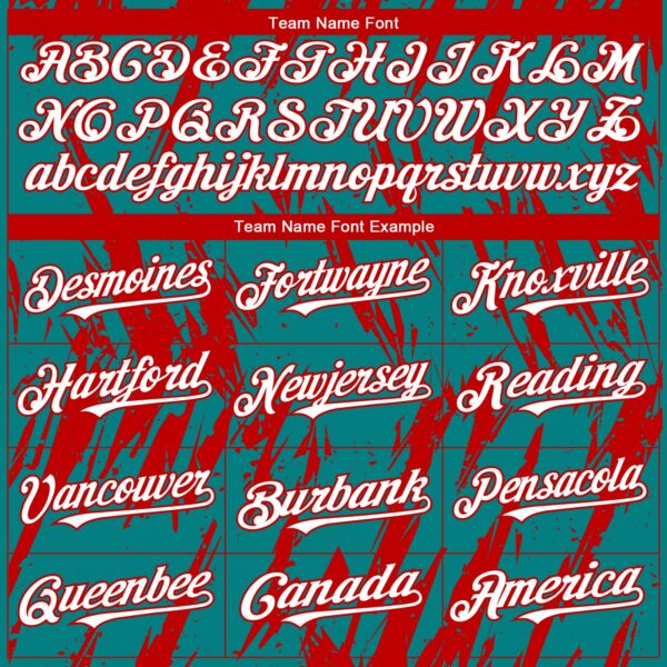 Custom Teal White-Red Splatter Torn Sharp Brush Stroke Authentic Baseball Jersey