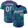 Custom Teal White-Purple Splatter Torn Sharp Brush Stroke Authentic Baseball Jersey