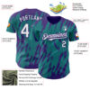 Custom Teal White-Purple Splatter Torn Sharp Brush Stroke Authentic Baseball Jersey