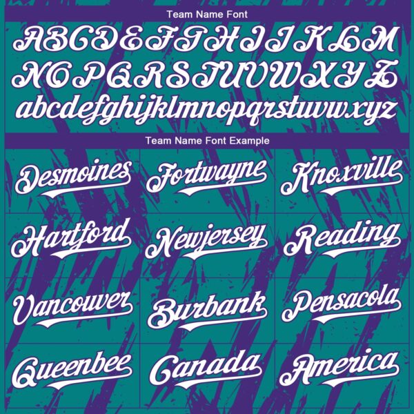 Custom Teal White-Purple Splatter Torn Sharp Brush Stroke Authentic Baseball Jersey