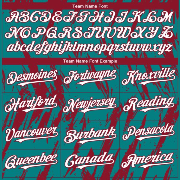 Custom Teal White-Crimson Splatter Torn Sharp Brush Stroke Authentic Baseball Jersey