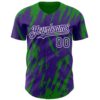 Custom Purple White-Grass Green Splatter Torn Sharp Brush Stroke Authentic Baseball Jersey