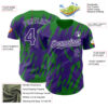 Custom Purple White-Grass Green Splatter Torn Sharp Brush Stroke Authentic Baseball Jersey