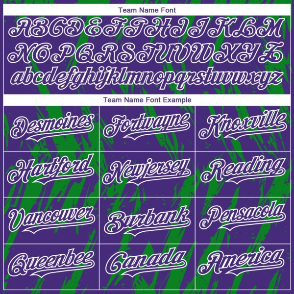 Custom Purple White-Grass Green Splatter Torn Sharp Brush Stroke Authentic Baseball Jersey