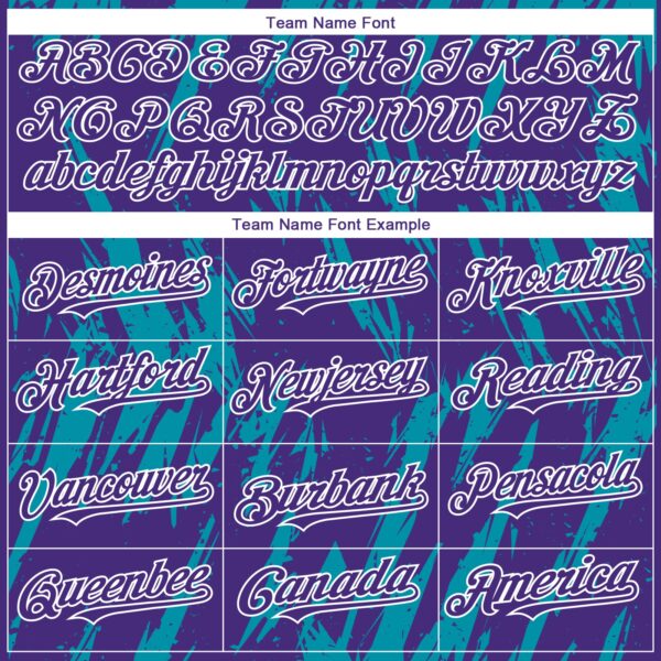 Custom Purple White-Teal Splatter Torn Sharp Brush Stroke Authentic Baseball Jersey