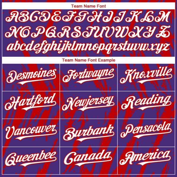 Custom Purple White-Red Splatter Torn Sharp Brush Stroke Authentic Baseball Jersey