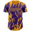 Custom Purple Gold Splatter Torn Sharp Brush Stroke Authentic Baseball Jersey