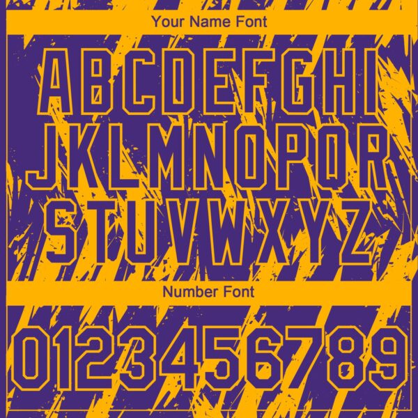 Custom Purple Gold Splatter Torn Sharp Brush Stroke Authentic Baseball Jersey