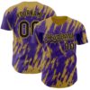 Custom Purple Old Gold Splatter Torn Sharp Brush Stroke Authentic Baseball Jersey