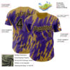 Custom Purple Old Gold Splatter Torn Sharp Brush Stroke Authentic Baseball Jersey