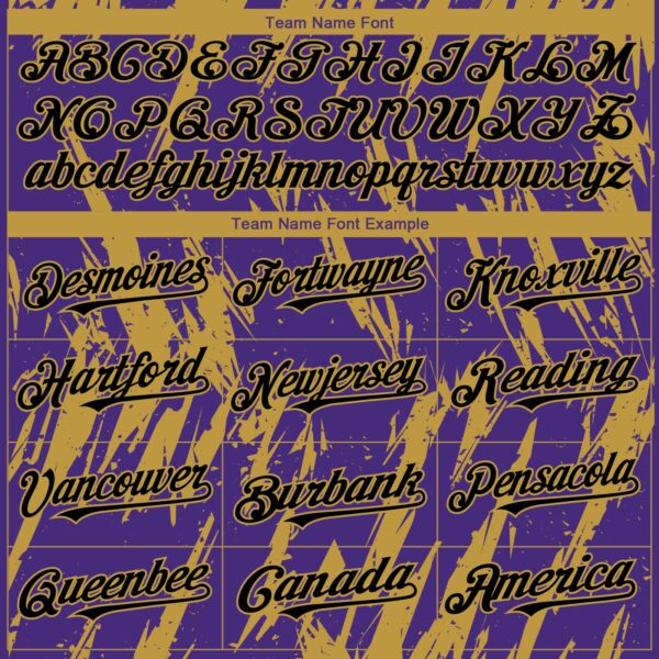 Custom Purple Old Gold Splatter Torn Sharp Brush Stroke Authentic Baseball Jersey