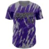 Custom Purple Gray Splatter Torn Sharp Brush Stroke Authentic Baseball Jersey