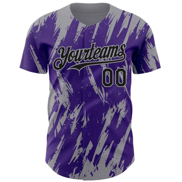 Custom Purple Gray Splatter Torn Sharp Brush Stroke Authentic Baseball Jersey