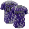 Custom Purple Gray Splatter Torn Sharp Brush Stroke Authentic Baseball Jersey