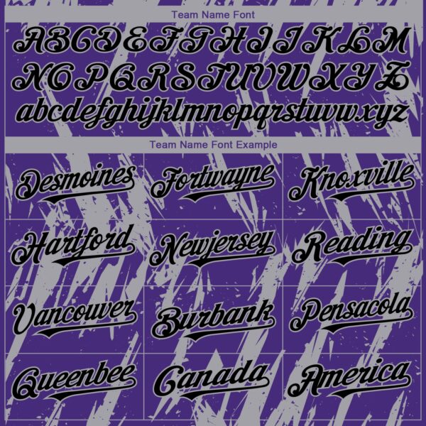 Custom Purple Gray Splatter Torn Sharp Brush Stroke Authentic Baseball Jersey