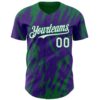 Custom Purple White-Kelly Green Splatter Torn Sharp Brush Stroke Authentic Baseball Jersey