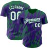 Custom Purple White-Kelly Green Splatter Torn Sharp Brush Stroke Authentic Baseball Jersey