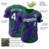 Custom Purple White-Kelly Green Splatter Torn Sharp Brush Stroke Authentic Baseball Jersey
