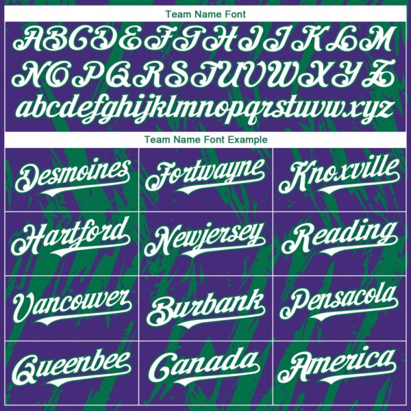 Custom Purple White-Kelly Green Splatter Torn Sharp Brush Stroke Authentic Baseball Jersey