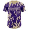 Custom Purple Cream Splatter Torn Sharp Brush Stroke Authentic Baseball Jersey