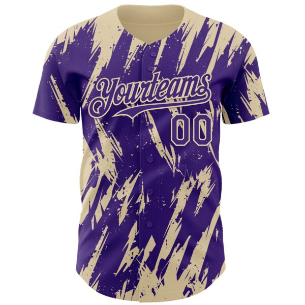 Custom Purple Cream Splatter Torn Sharp Brush Stroke Authentic Baseball Jersey