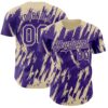 Custom Purple Cream Splatter Torn Sharp Brush Stroke Authentic Baseball Jersey