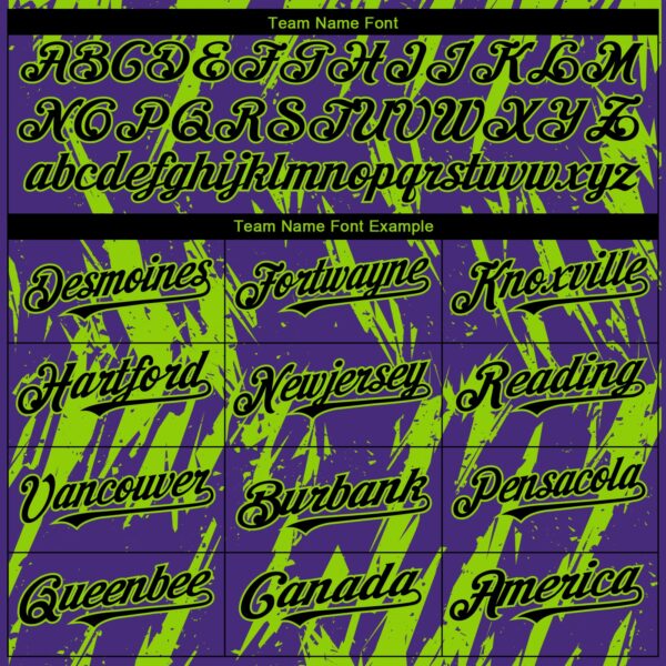 Custom Purple Neon Green Splatter Torn Sharp Brush Stroke Authentic Baseball Jersey