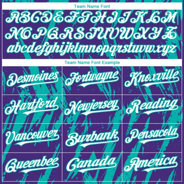 Custom Purple White-Aqua Splatter Torn Sharp Brush Stroke Authentic Baseball Jersey