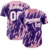Custom Purple White-Light Pink Splatter Torn Sharp Brush Stroke Authentic Baseball Jersey