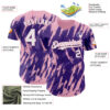 Custom Purple White-Light Pink Splatter Torn Sharp Brush Stroke Authentic Baseball Jersey