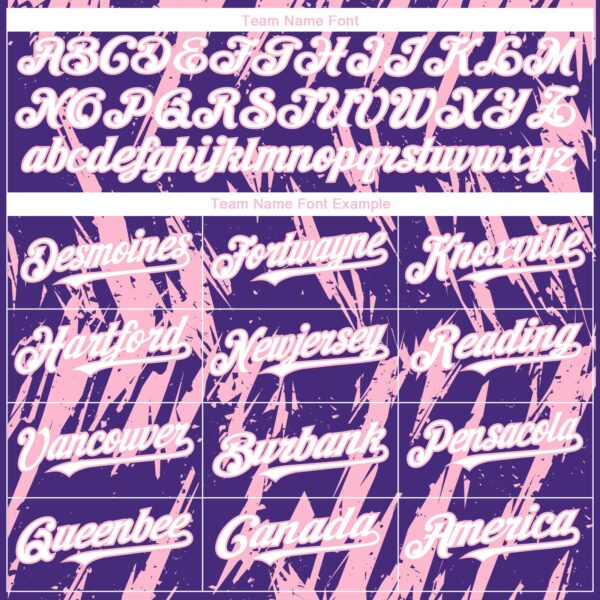 Custom Purple White-Light Pink Splatter Torn Sharp Brush Stroke Authentic Baseball Jersey