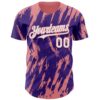 Custom Purple White-Medium Pink Splatter Torn Sharp Brush Stroke Authentic Baseball Jersey