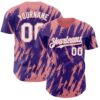 Custom Purple White-Medium Pink Splatter Torn Sharp Brush Stroke Authentic Baseball Jersey