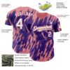 Custom Purple White-Medium Pink Splatter Torn Sharp Brush Stroke Authentic Baseball Jersey