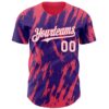 Custom Purple White-Neon Pink Splatter Torn Sharp Brush Stroke Authentic Baseball Jersey