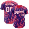 Custom Purple White-Neon Pink Splatter Torn Sharp Brush Stroke Authentic Baseball Jersey
