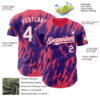 Custom Purple White-Neon Pink Splatter Torn Sharp Brush Stroke Authentic Baseball Jersey
