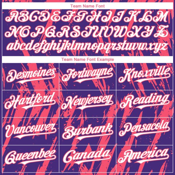 Custom Purple White-Neon Pink Splatter Torn Sharp Brush Stroke Authentic Baseball Jersey