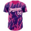 Custom Purple White-Pink Splatter Torn Sharp Brush Stroke Authentic Baseball Jersey